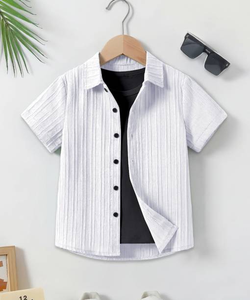 BHUMIKA CREATION Boys Regular Fit Self Design Spread Collar Casual Shirt