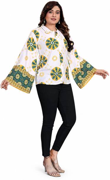 Women Comfort Fit Fit Floral Print, Printed Spread Collar Party Shirt