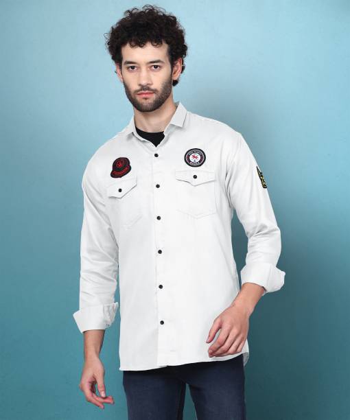 Men Regular Fit Solid Spread Collar Casual Shirt Price in India
