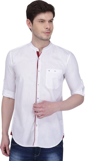 KUONS AVENUE Men Solid Casual White Shirt