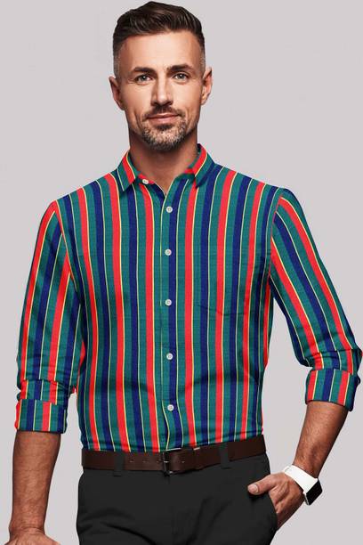 Men Regular Fit Printed Slim Collar Formal Shirt
