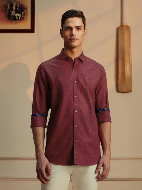 Cricket Inspired Men Slim Fit Printed Spread Collar Casual Shirt