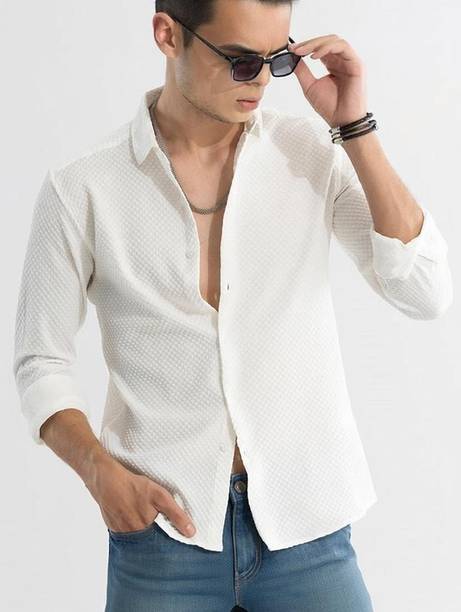 Men Regular Fit Self Design Casual Shirt
