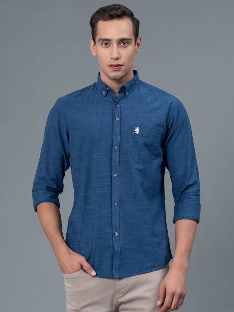 Men Regular Fit Solid Button Down Collar Casual Shirt Price in India