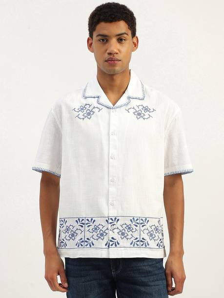 Men Oversized Fit Floral Print Casual Shirt