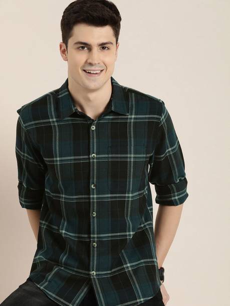 HERE&NOW Men Regular Fit Checkered Casual Shirt