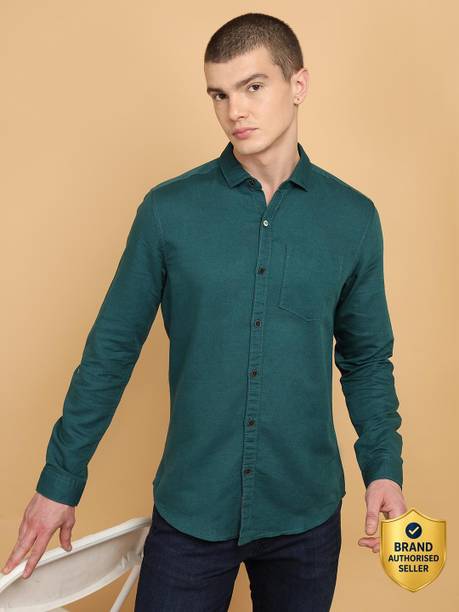 Wrangler Men Self Design Casual Green Shirt