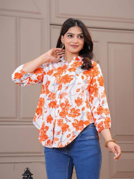 Women Relaxed Fit Fit Printed Spread Collar Casual Shirt