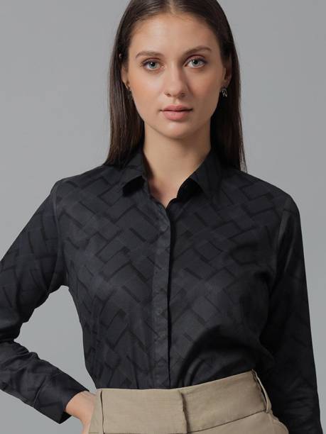 Hancock Women Solid Formal Black Shirt