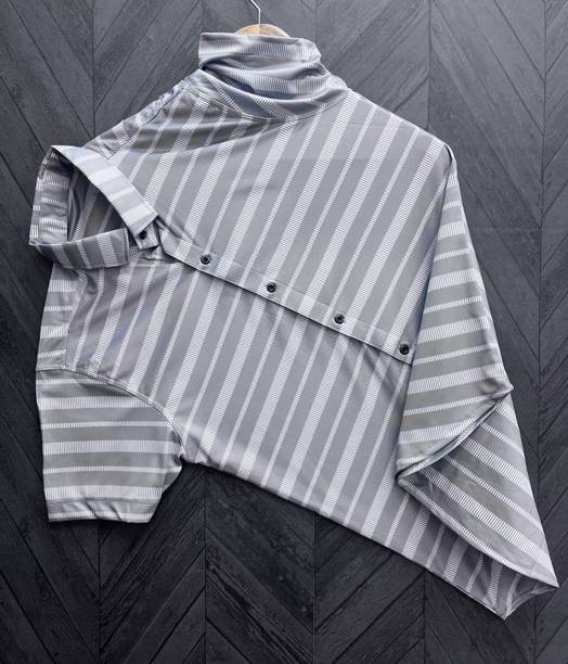 Men's Striped Ribbed Collar Casual Shirt