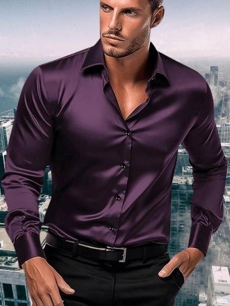 BROCON Men Solid Party Purple Shirt