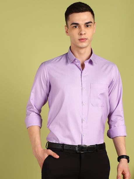 FUBAR Men Slim Fit Self Design Spread Collar Formal Shirt