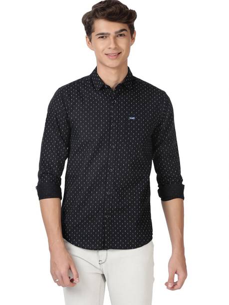 Wrangler Men Printed Casual Black Shirt