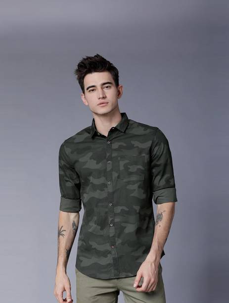 Men Slim Fit Printed Slim Collar Casual Shirt