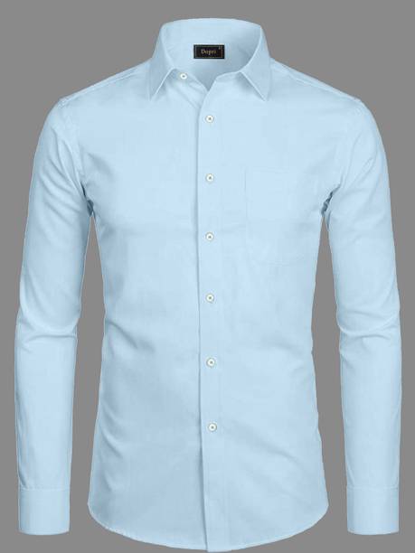 Dopri Men Regular Fit Solid Spread Collar Formal Shirt