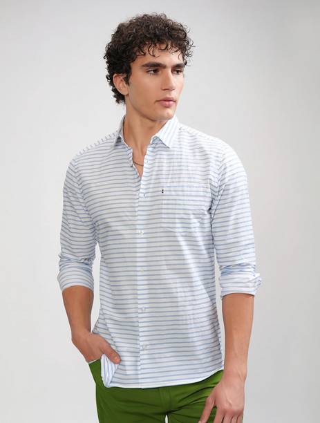 Men Slim Fit Printed Mandarin Collar Casual Shirt
