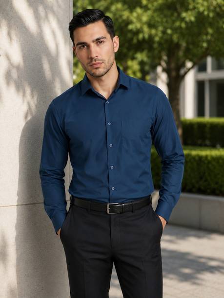 Men Regular Fit Printed Spread Collar Formal Shirt