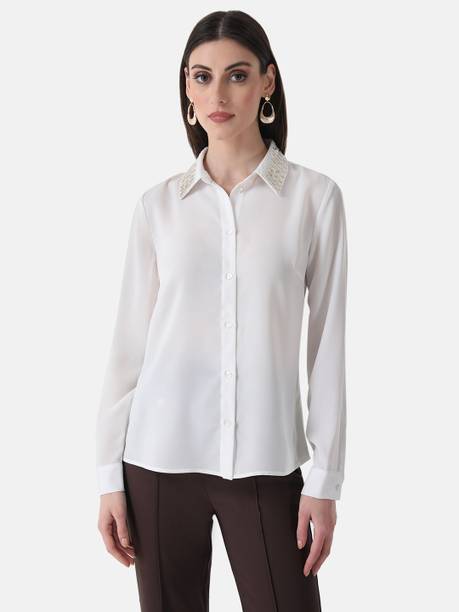 Women Slim Fit Solid Casual Shirt