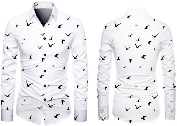 KAPURIYA FAB Men Printed Casual White Shirt