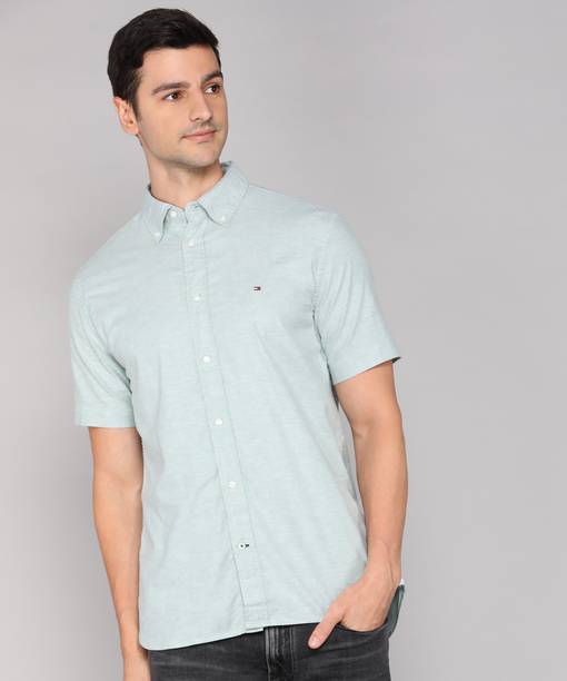 Men Regular Fit Self Design Button Down Collar Casual Shirt
