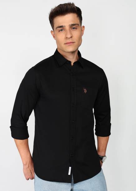 U.S. POLO ASSN. Men Tailored Fit Solid Cut Away Collar Casual Shirt