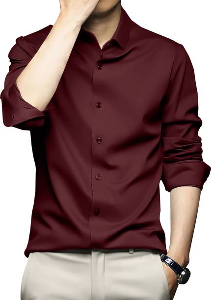 cvc Men Regular Fit Solid Spread Collar Formal Shirt