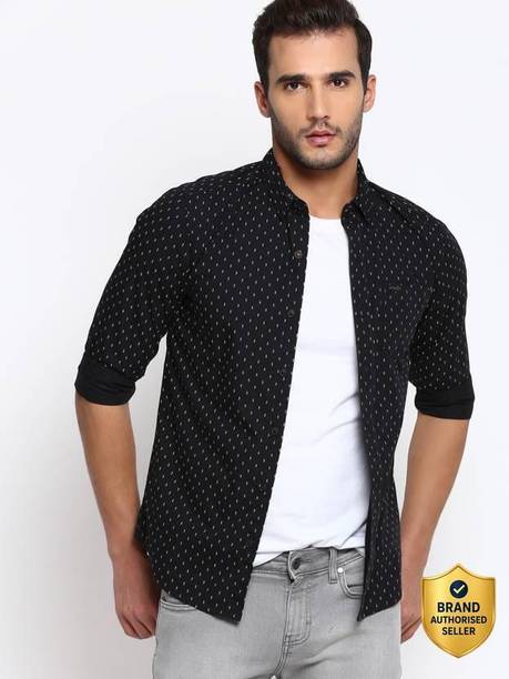 Wrangler Men Printed Casual Black Shirt