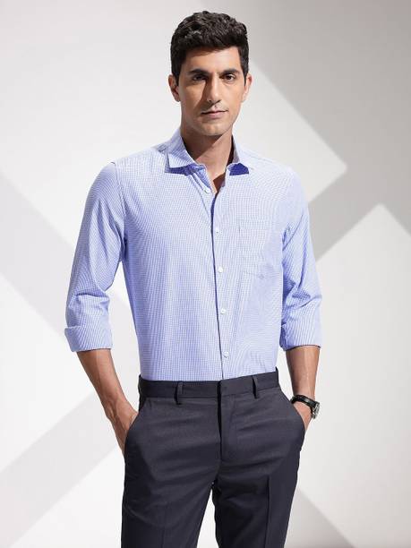 encore by INVICTUS Men Checkered Party Blue Shirt