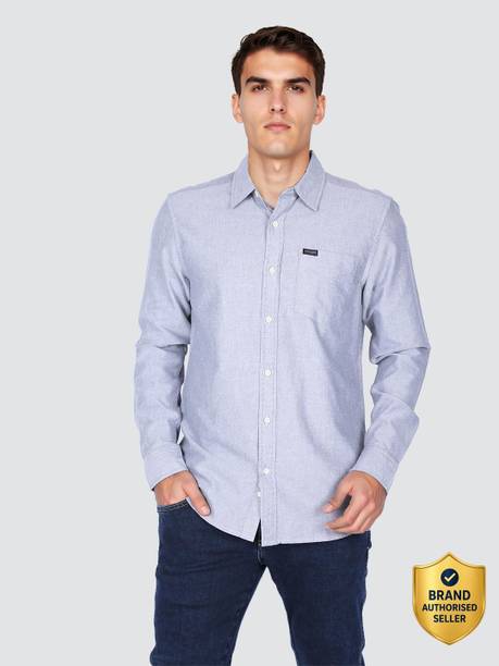 Wrangler Men Solid Casual Grey Shirt