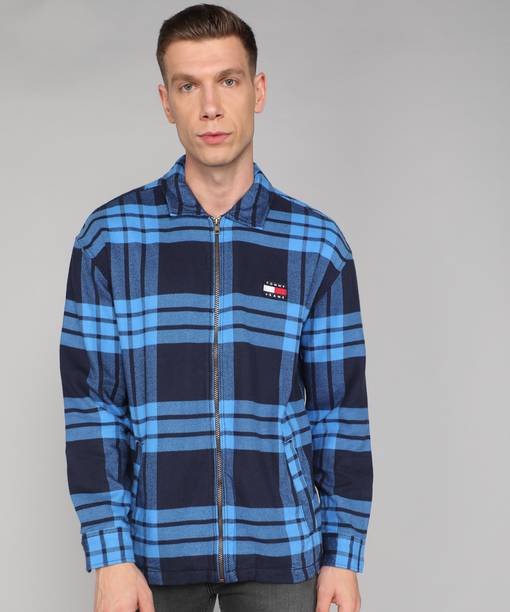 Men Boxy Fit Checkered Button Down Collar Casual Shirt