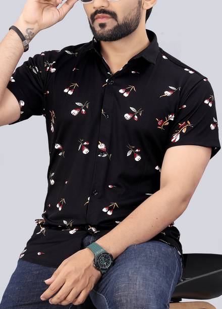 Men Regular Fit Printed Slim Collar Casual Shirt Price in India