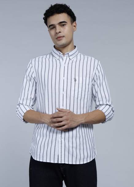 U.S. Polo Assn. Men Striped Casual White Shirt
