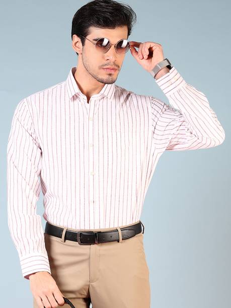 V-MART Men Regular Fit Striped Spread Collar Formal Shirt
