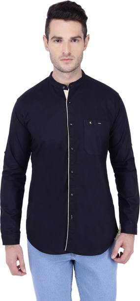 KUONS AVENUE Men Solid Casual Dark Blue Shirt