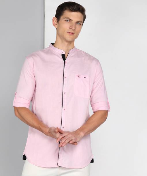 KUONS AVENUE Men Solid Casual Pink Shirt