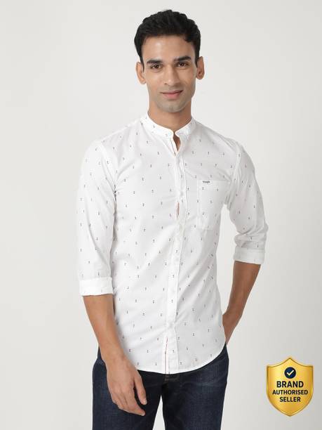 Wrangler Men Printed Casual White Shirt