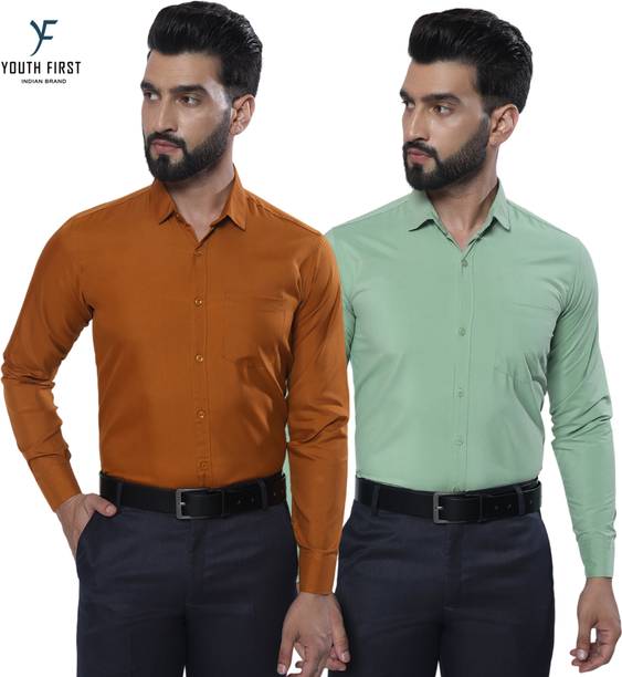 youth first Men Relaxed Fit Fit Solid Spread Collar Formal Shirt