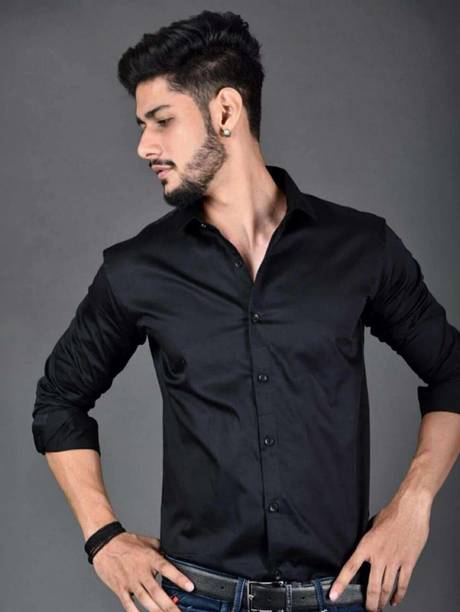 SOUNDRYAFABRIC Men Solid Casual Black Shirt