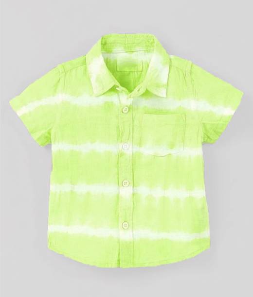 Baby Boys Regular Fit Dyed/Ombre Button Down Collar Casual Shirt Price in India