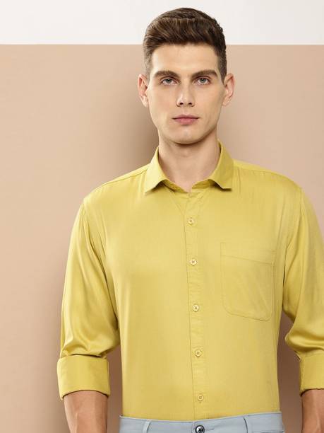 INVICTUS Men Solid Formal Yellow Shirt