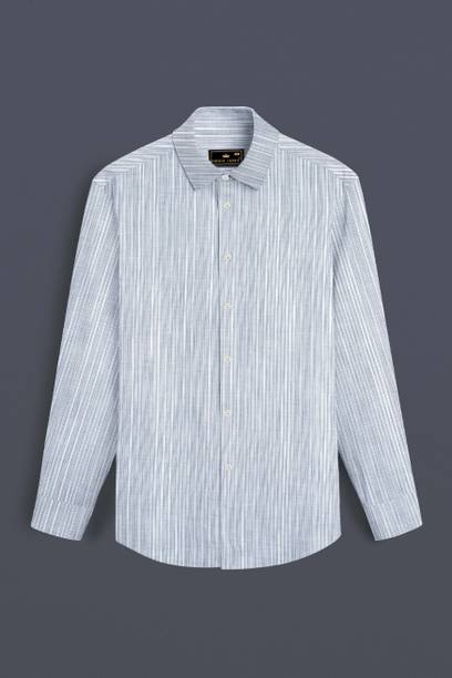 french crown Men Regular Fit Striped Spread Collar Formal Shirt
