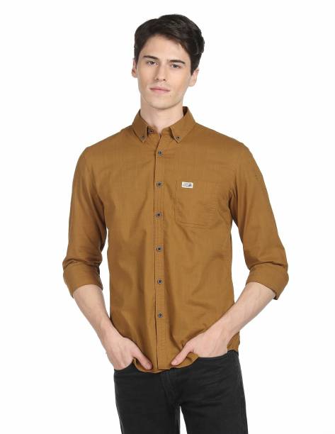 Men Slim Fit Solid Button Down Collar Casual Shirt Price in India