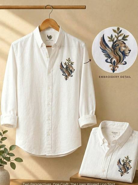 Legacy Men & Women Embroidered Casual White Shirt