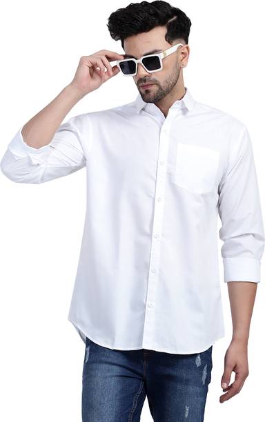 Men Slim, Regular Fit Solid, Self Design Spread Collar Formal Shirt