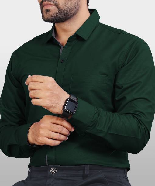 Men Regular Fit Solid Button Down Collar Formal Shirt Price in India