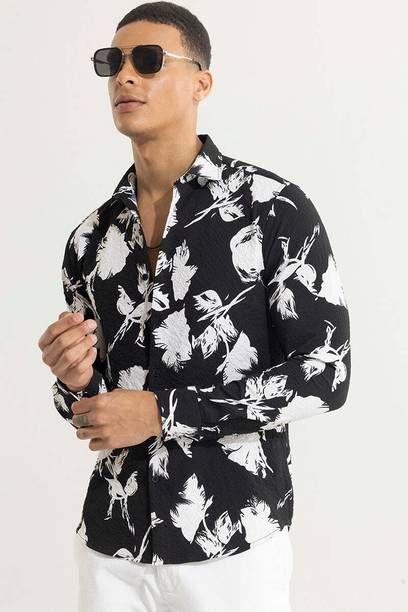 Snitch Men Slim Fit Printed Spread Collar Casual Shirt