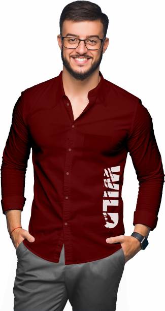 Men Slim Fit Graphic Print Spread Collar Casual Shirt Price in India