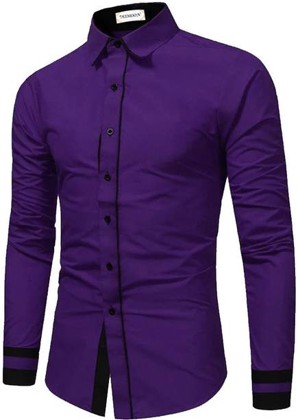 Men Tailored Fit Striped Club Collar Casual Shirt