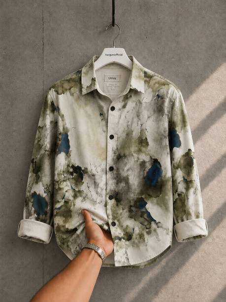 Men Oversized Fit Printed Spread Collar Casual Shirt