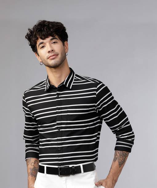 Men Slim Fit Printed Button Down Collar Casual Shirt